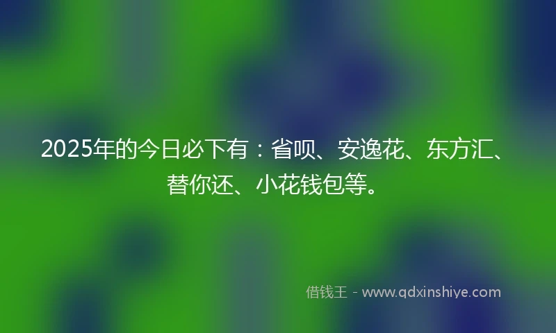 2025年的今日必下有：省呗、安逸花、东方汇、替你还、小花钱包等。
