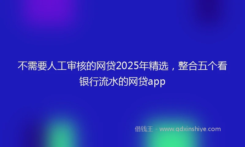 不需要人工审核的网贷2025年精选，整合五个看银行流水的网贷app