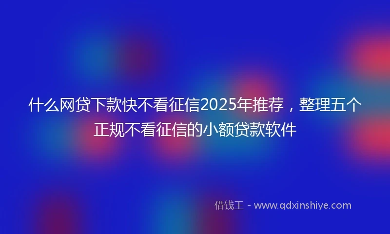 什么网贷下款快不看征信2025年推荐，整理五个正规不看征信的小额贷款软件