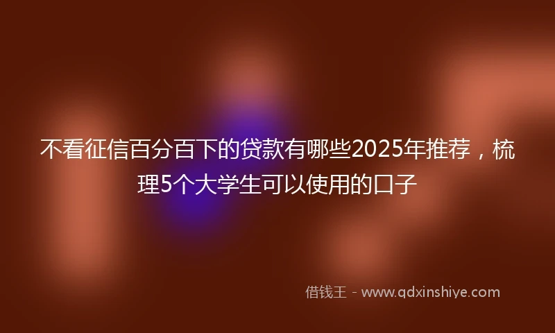 不看征信百分百下的贷款有哪些2025年推荐，梳理5个大学生可以使用的口子