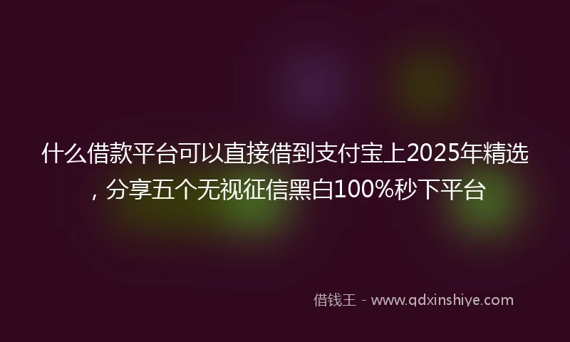 什么借款平台可以直接借到支付宝上2025年精选，分享五个无视征信黑白100%秒下平台