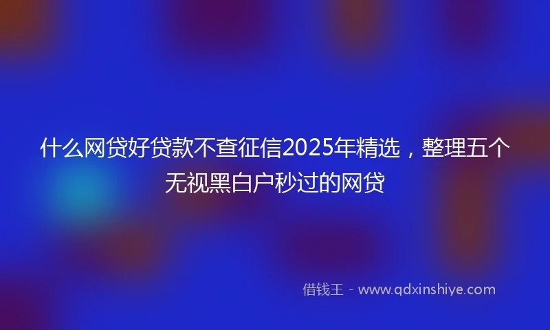 什么网贷好贷款不查征信2025年精选，整理五个无视黑白户秒过的网贷