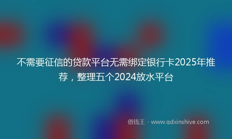 不需要征信的贷款平台无需绑定银行卡2025年推荐，整理五个2024放水平台