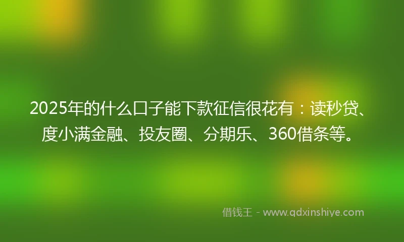 2025年的什么口子能下款征信很花有：读秒贷、度小满金融、投友圈、分期乐、360借条等。