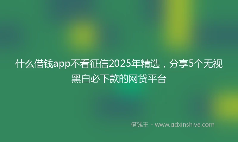 什么借钱app不看征信2025年精选,分享5个无视黑白必下款的网贷平台
