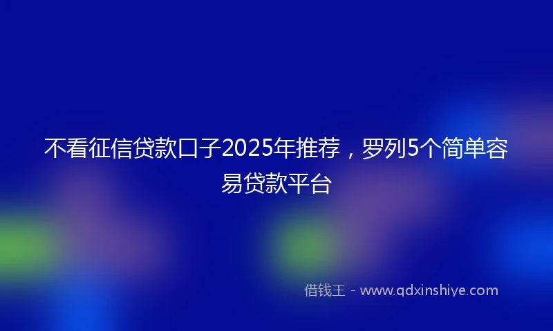 不看征信贷款口子2025年推荐，罗列5个简单容易贷款平台