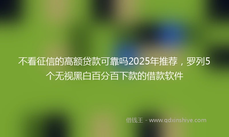 不看征信的高额贷款可靠吗2025年推荐,罗列5个无视黑白百分百下款的借款软件