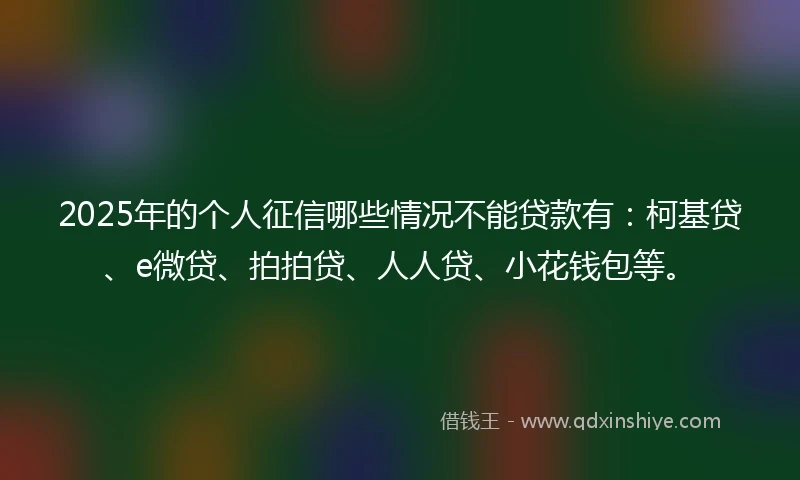 2025年的个人征信哪些情况不能贷款有：柯基贷、e微贷、拍拍贷、人人贷、小花钱包等。