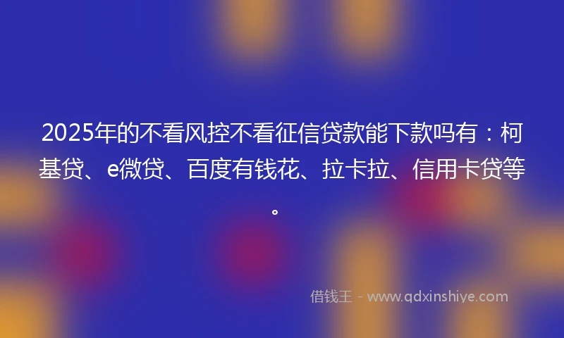2025年的不看风控不看征信贷款能下款吗有：柯基贷、e微贷、百度有钱花、拉卡拉、信用卡贷等。
