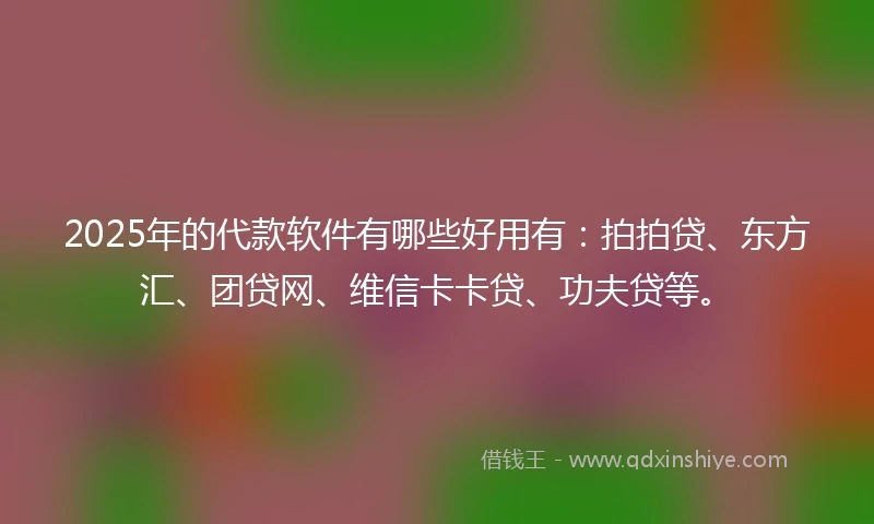 2025年的代款软件有哪些好用有：拍拍贷、东方汇、团贷网、维信卡卡贷、功夫贷等。