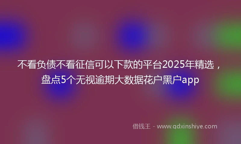 不看负债不看征信可以下款的平台2025年精选，盘点5个无视逾期大数据花户黑户app