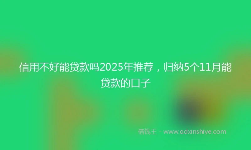 信用不好能贷款吗2025年推荐，归纳5个11月能贷款的口子
