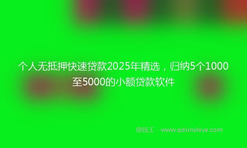 个人无抵押快速贷款2025年精选，归纳5个1000至5000的小额贷款软件