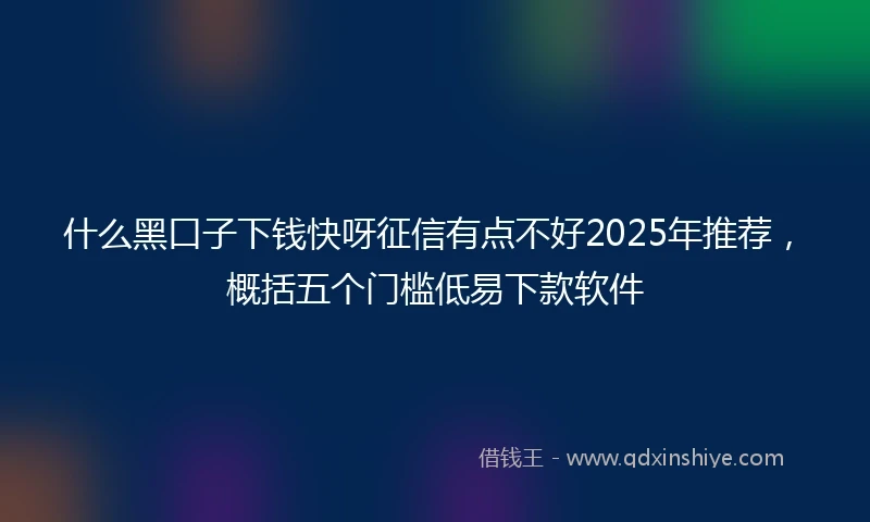 什么黑口子下钱快呀征信有点不好2025年推荐，概括五个门槛低易下款软件