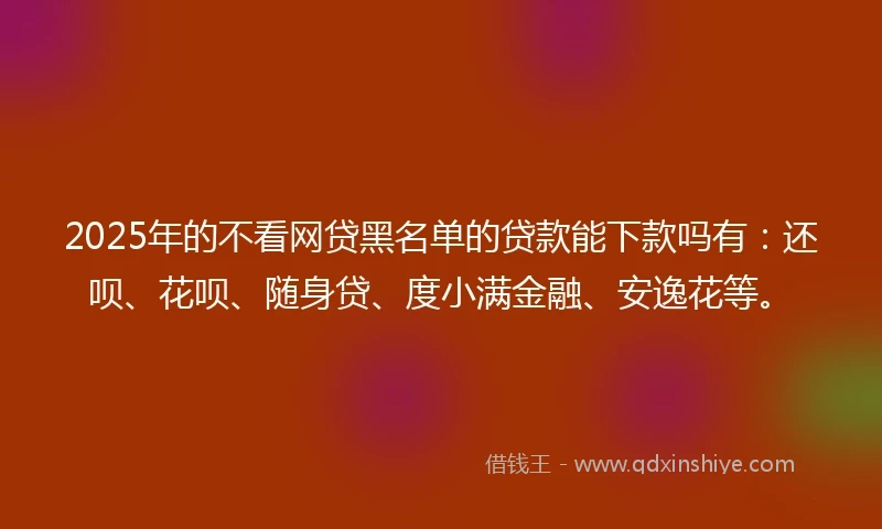 2025年的不看网贷黑名单的贷款能下款吗有：还呗、花呗、随身贷、度小满金融、安逸花等。
