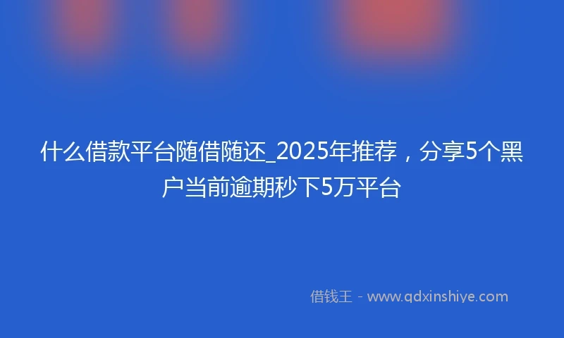 什么借款平台随借随还_2025年推荐，分享5个黑户当前逾期秒下5万平台