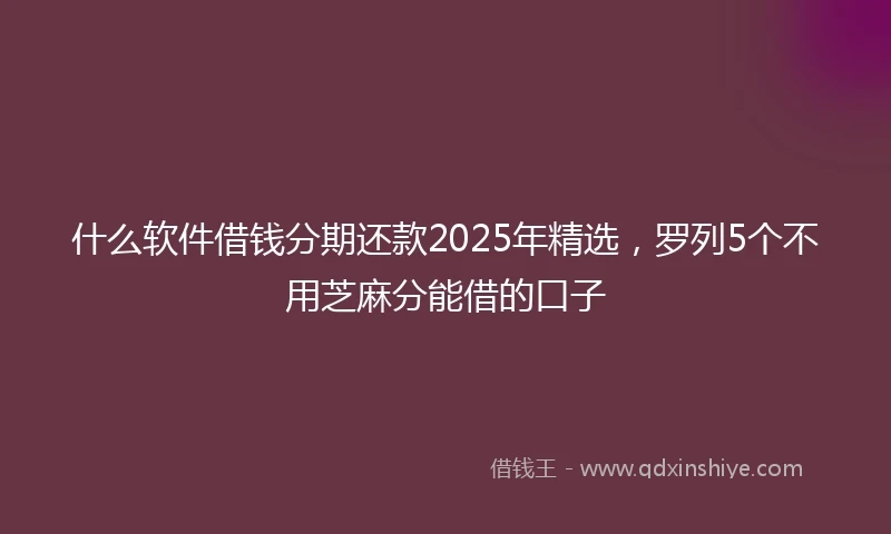 什么软件借钱分期还款2025年精选，罗列5个不用芝麻分能借的口子