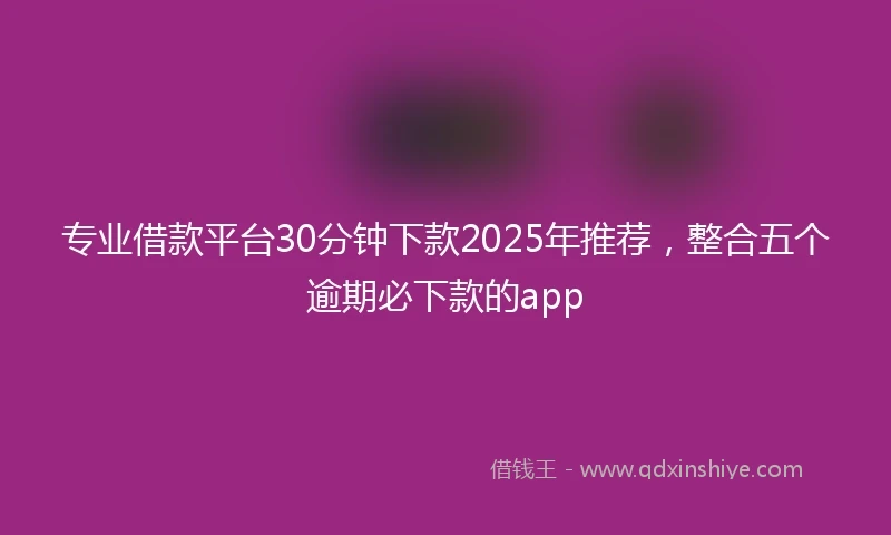 专业借款平台30分钟下款2025年推荐，整合五个逾期必下款的app