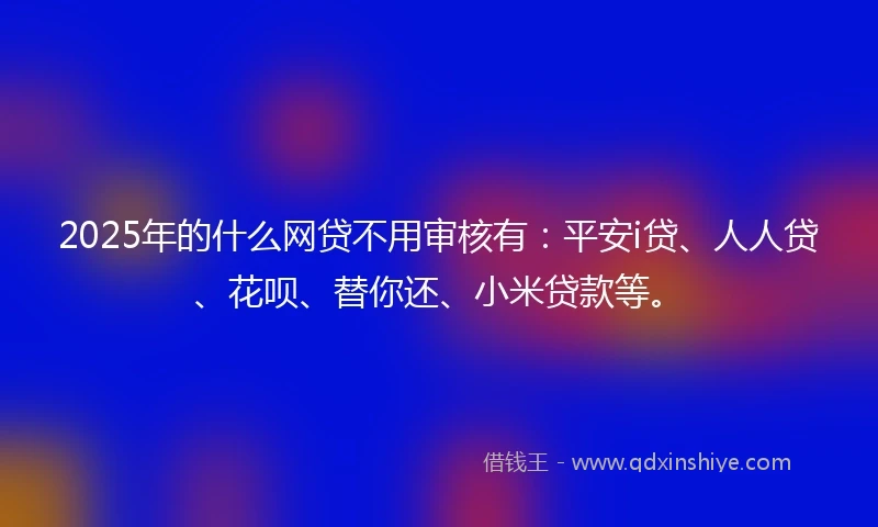 2025年的什么网贷不用审核有：平安i贷、人人贷、花呗、替你还、小米贷款等。
