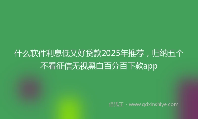 什么软件利息低又好贷款2025年推荐，归纳五个不看征信无视黑白百分百下款app