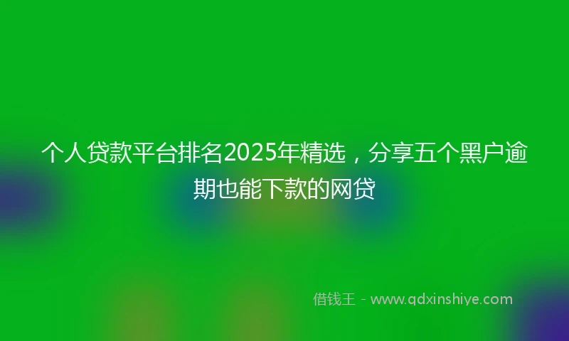 个人贷款平台排名2025年精选，分享五个黑户逾期也能下款的网贷
