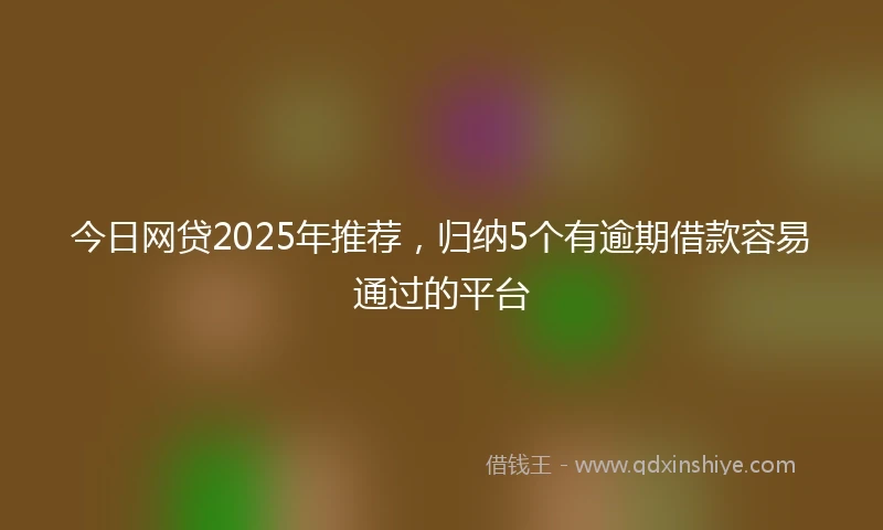 今日网贷2025年推荐,归纳5个有逾期借款容易通过的平台