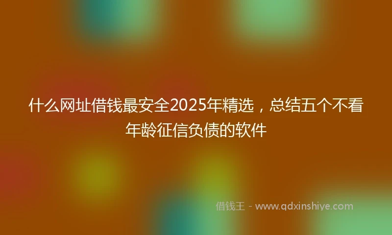 什么网址借钱最安全2025年精选，总结五个不看年龄征信负债的软件