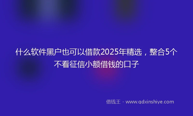 什么软件黑户也可以借款2025年精选，整合5个不看征信小额借钱的口子