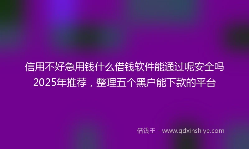 信用不好急用钱什么借钱软件能通过呢安全吗2025年推荐，整理五个黑户能下款的平台