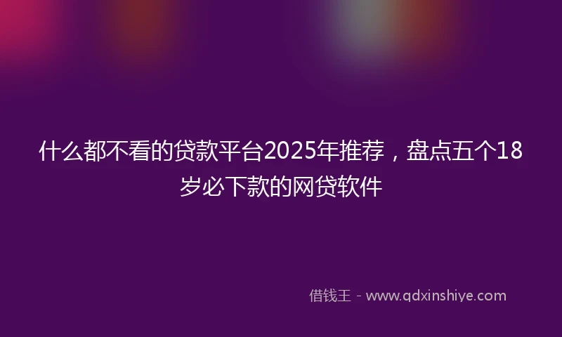 什么都不看的贷款平台2025年推荐，盘点五个18岁必下款的网贷软件