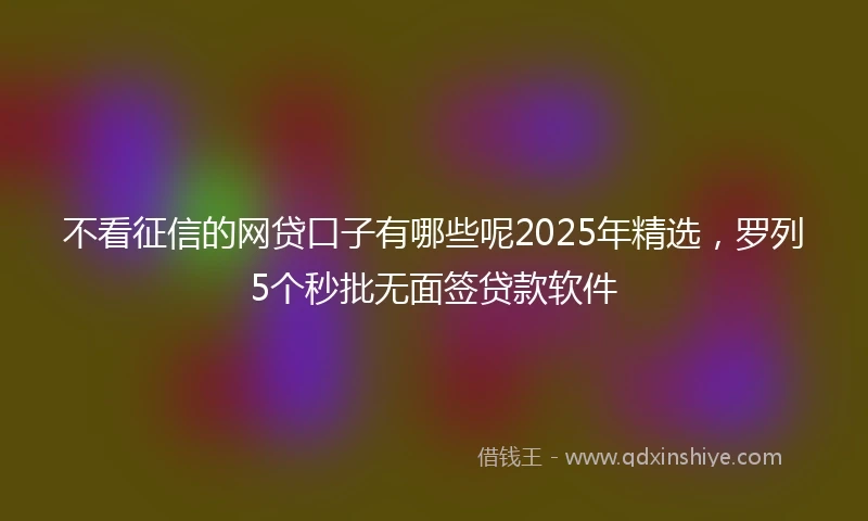 不看征信的网贷口子有哪些呢2025年精选,罗列5个秒批无面签贷款软件