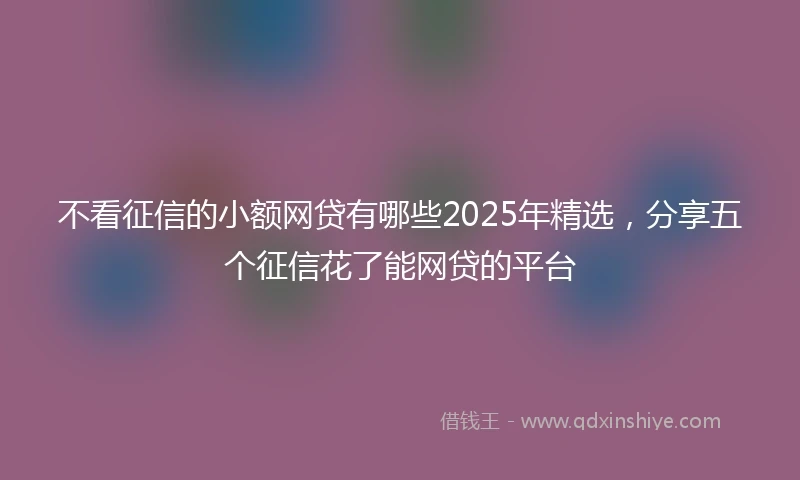 不看征信的小额网贷有哪些2025年精选，分享五个征信花了能网贷的平台