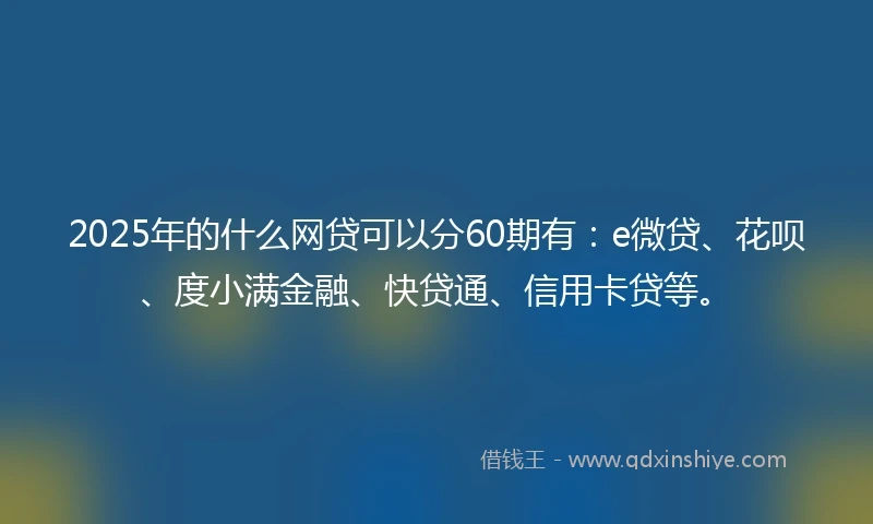 2025年的什么网贷可以分60期有：e微贷、花呗、度小满金融、快贷通、信用卡贷等。