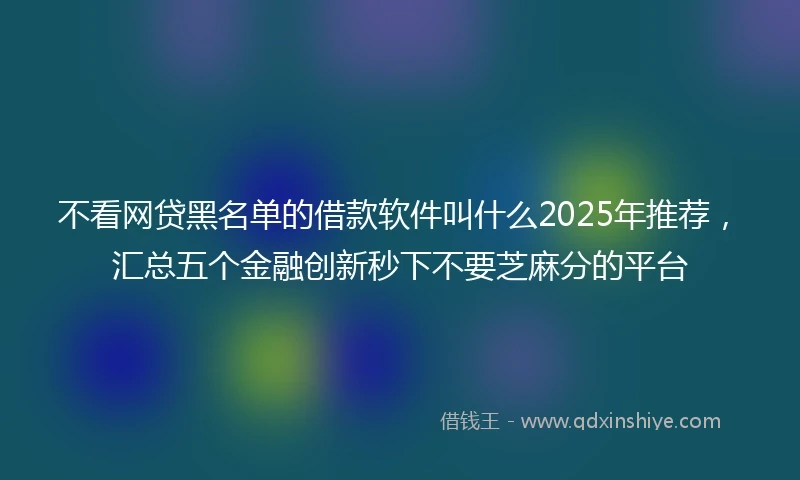 不看网贷黑名单的借款软件叫什么2025年推荐，汇总五个金融创新秒下不要芝麻分的平台
