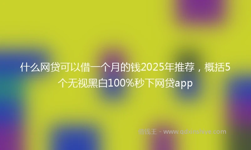 什么网贷可以借一个月的钱2025年推荐，概括5个无视黑白100%秒下网贷app