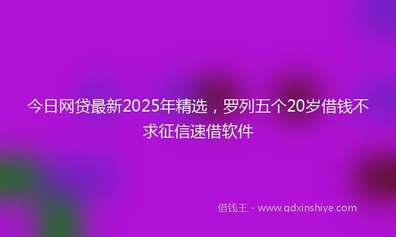 今日网贷最新2025年精选，罗列五个20岁借钱不求征信速借软件