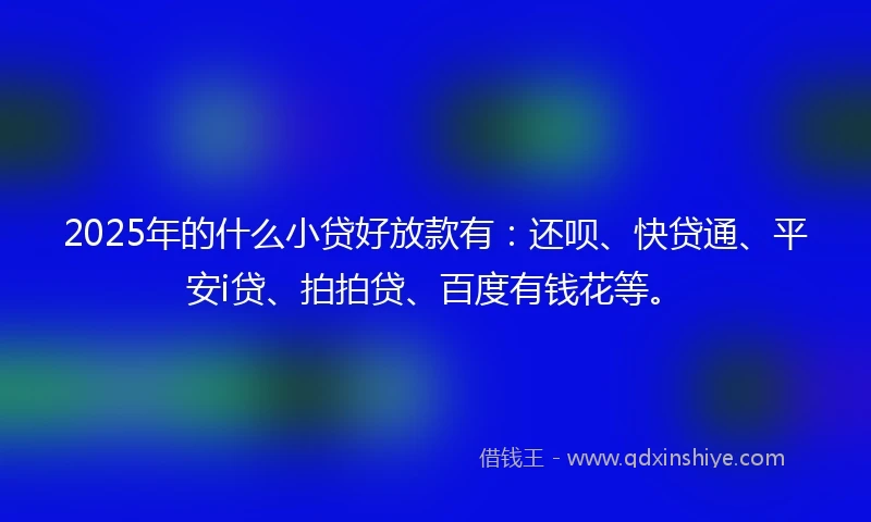 2025年的什么小贷好放款有：还呗、快贷通、平安i贷、拍拍贷、百度有钱花等。