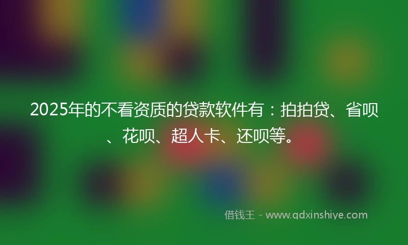 2025年的不看资质的贷款软件有：拍拍贷、省呗、花呗、超人卡、还呗等。