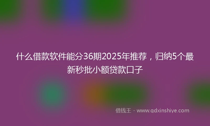 什么借款软件能分36期2025年推荐，归纳5个最新秒批小额贷款口子