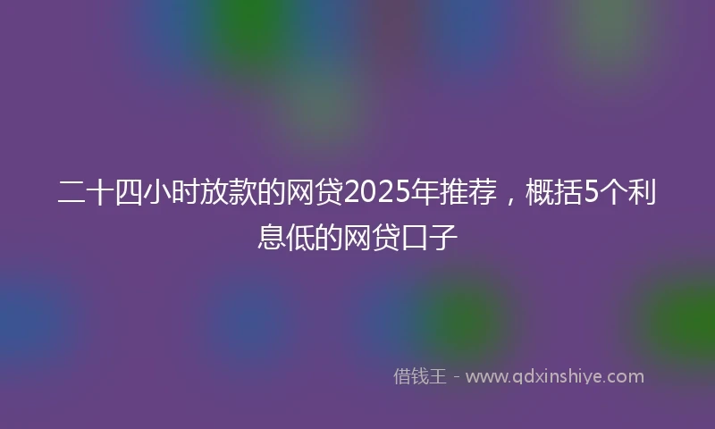 二十四小时放款的网贷2025年推荐，概括5个利息低的网贷口子