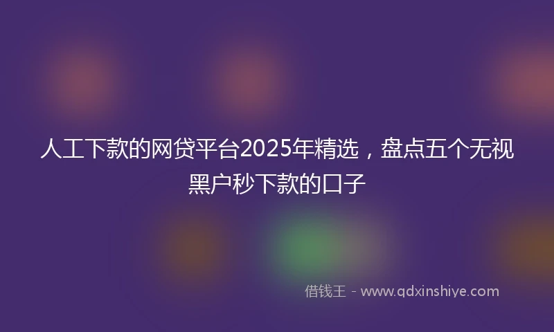 人工下款的网贷平台2025年精选，盘点五个无视黑户秒下款的口子