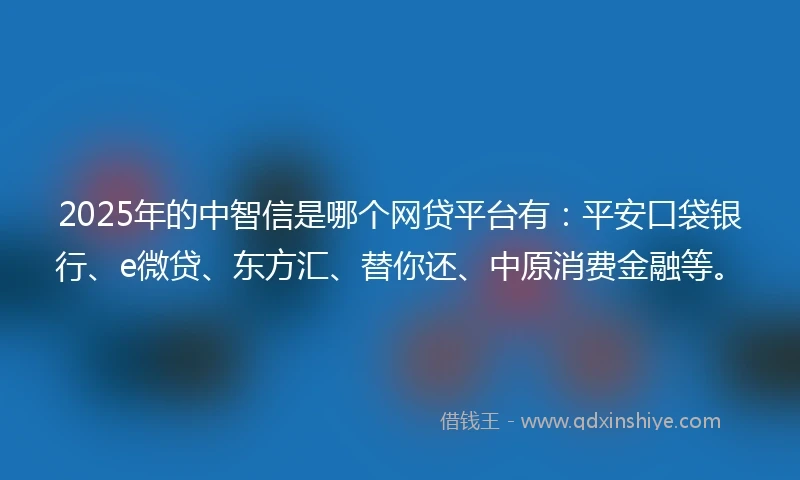 2025年的中智信是哪个网贷平台有：平安口袋银行、e微贷、东方汇、替你还、中原消费金融等。