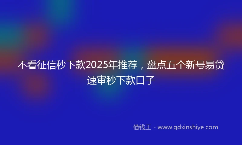 不看征信秒下款2025年推荐，盘点五个新号易贷速审秒下款口子