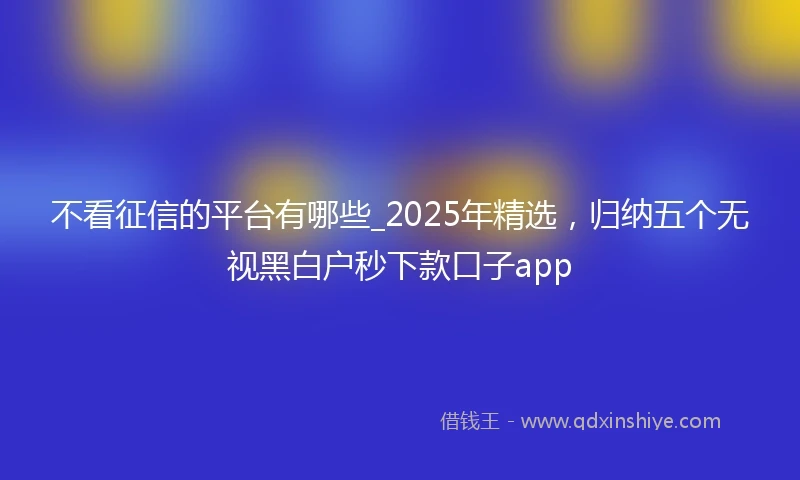 不看征信的平台有哪些_2025年精选，归纳五个无视黑白户秒下款口子app