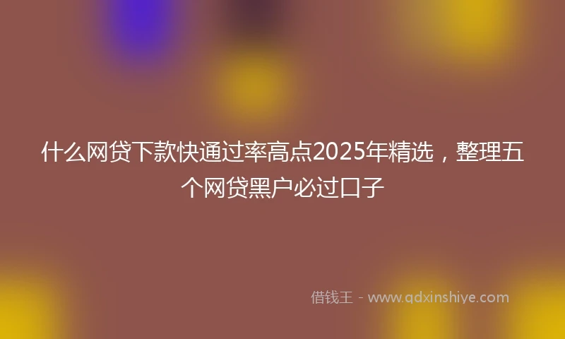 什么网贷下款快通过率高点2025年精选，整理五个网贷黑户必过口子