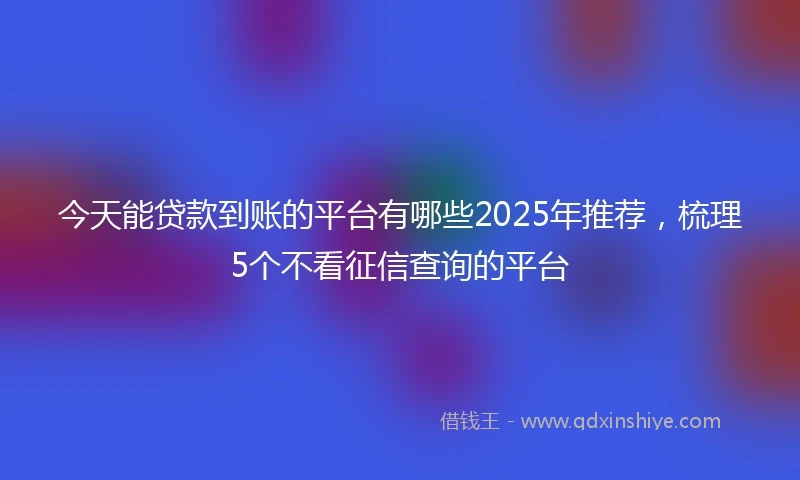 今天能贷款到账的平台有哪些2025年推荐，梳理5个不看征信查询的平台
