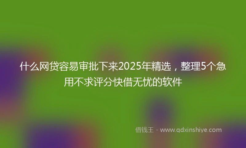 什么网贷容易审批下来2025年精选，整理5个急用不求评分快借无忧的软件