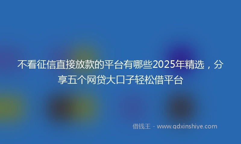 不看征信直接放款的平台有哪些2025年精选，分享五个网贷大口子轻松借平台