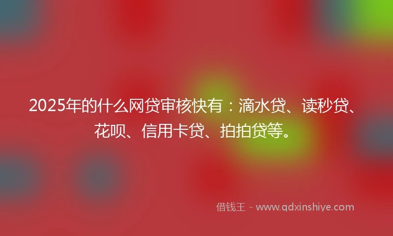 2025年的什么网贷审核快有：滴水贷、读秒贷、花呗、信用卡贷、拍拍贷等。