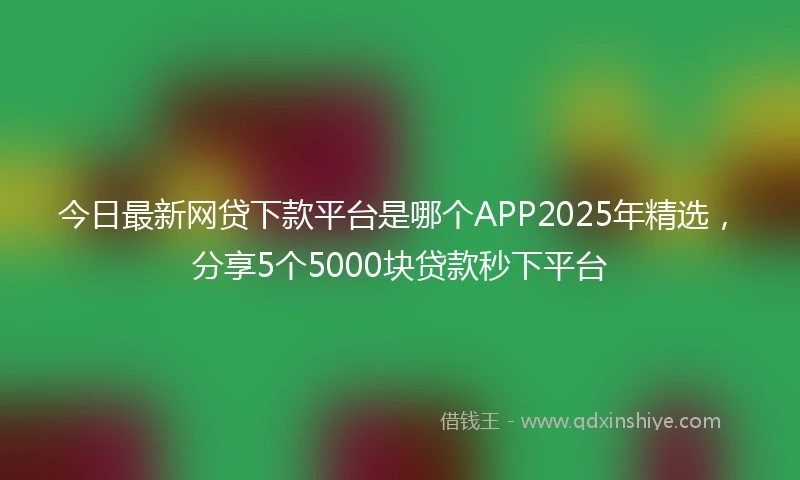 今日最新网贷下款平台是哪个APP2025年精选，分享5个5000块贷款秒下平台